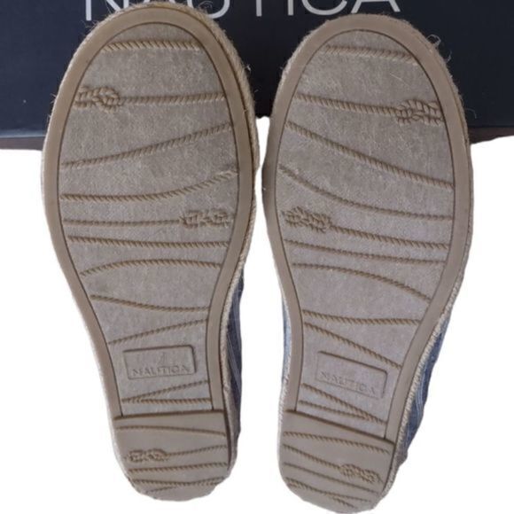 Nautica Toggle Back Rudder Navy Triple Stripe Espadrille Flats Size 8.5 - Picture 8 of 11